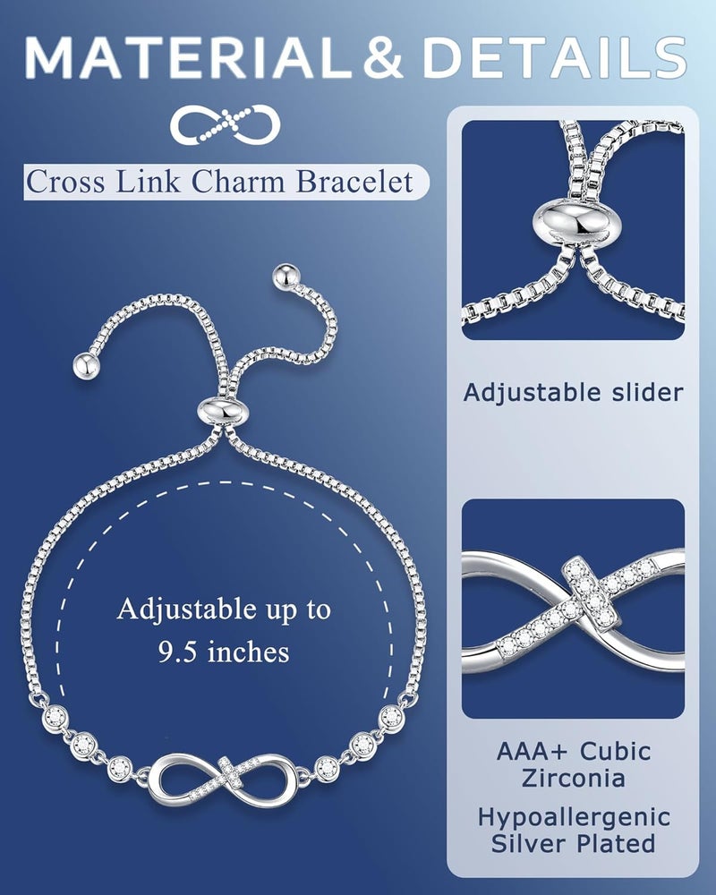 UNGENT THEM Infinity CZ Cross Bracelet, 10th 11th 12th 13th 14th 16th 18th Birthday Gift 5th 8th Graduation Christian Confirmation Gifts Ideas - Image 3